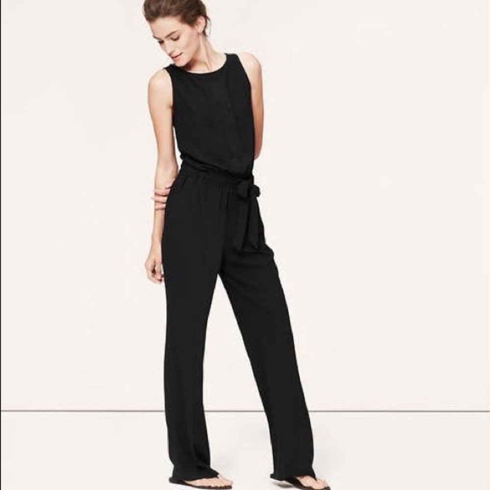Ann Taylor chiffon black jumpsuit